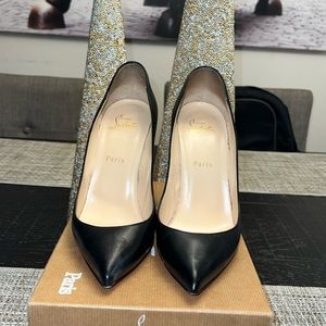Authentic black  leather, Christian Louboutin, Kate, 100 mm. Size 9